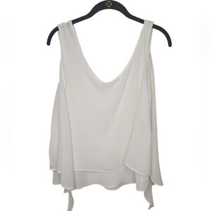 NWOT mark. Women's Flowing White 2-Tier Sleeveless Whimsigoth Blouse Size SP